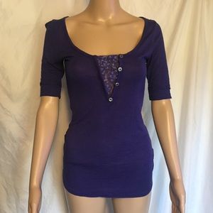 BKE Small Purple Scoop Neck Short Sleeve Top